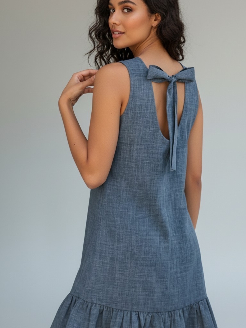 Cupshe Chambray Ruffle Hem Dress